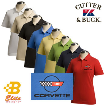 Brickel&'s Racing Collectibles B Elite Designs BDC4EPL829-BLU-XL C4 Corvette Embroidered Ladies Cutter &amp; Buck Ace Polo Hampstead Blue - X-Large at Sears.com