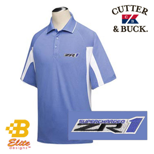 Brickel&'s Racing Collectibles B Elite Designs BDZREP8001-BLWH-L ZR1 Corvette Cutter &amp; Buck Embroidered Men s Polo Shirt Large at Sears.com