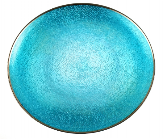 Arda Glassware 54570200 Athena Handmade 14&44;5 Inch Platter Aqua Silver Plated