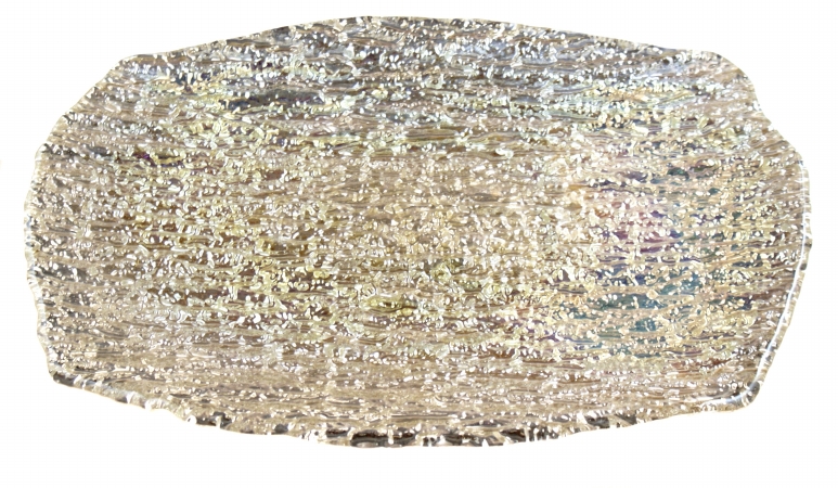 Arda Glassware 58730410 Romos Handmade 14x9.5 Inch Rectangular Tray Set of 2 Silver Pearl