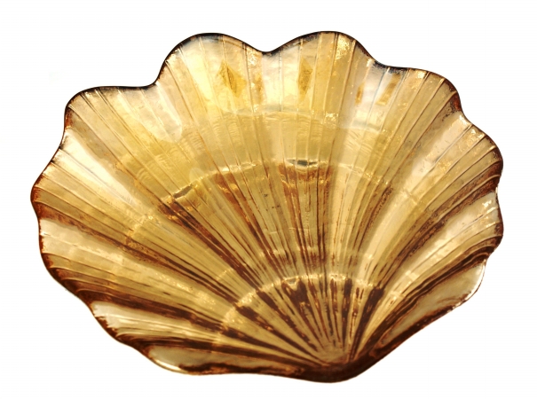 Arda Glassware 50710120 Clam Handmade 12x12 Inch Plate Set of 4 Silver Amber