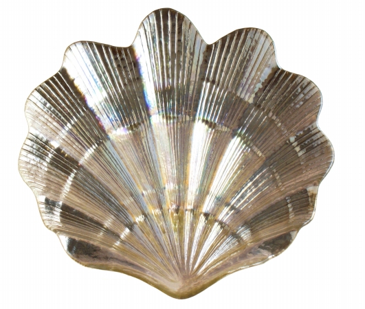 Arda Glassware 50710320 Clam Handmade 12x12 Inch Plate Set of 4 Silver Pearl