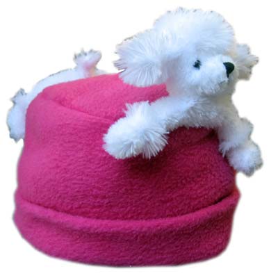BearHands FHS-WPOO-FUCH S Hat Fleece White Poodle on Fuchsia - Small at Sears.com