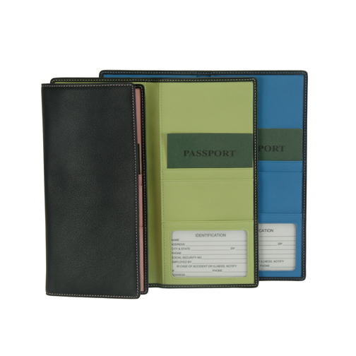 Royce Leather 211-MCRB-5 Passport Ticket Holder - Black with Ocean Blue at Sears.com
