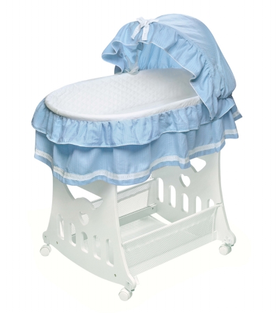 Badger Basket 00635 Blue Waffle Ruffled Portable Bassinet N Cradle With Toybox Base at Sears.com