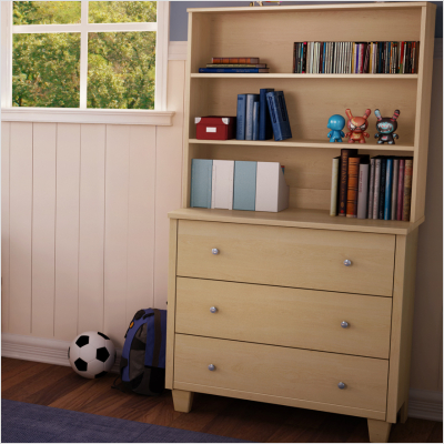South Shore 3613363 Clever Three Drawer Chest With Hutch In Natural Maple at Sears.com