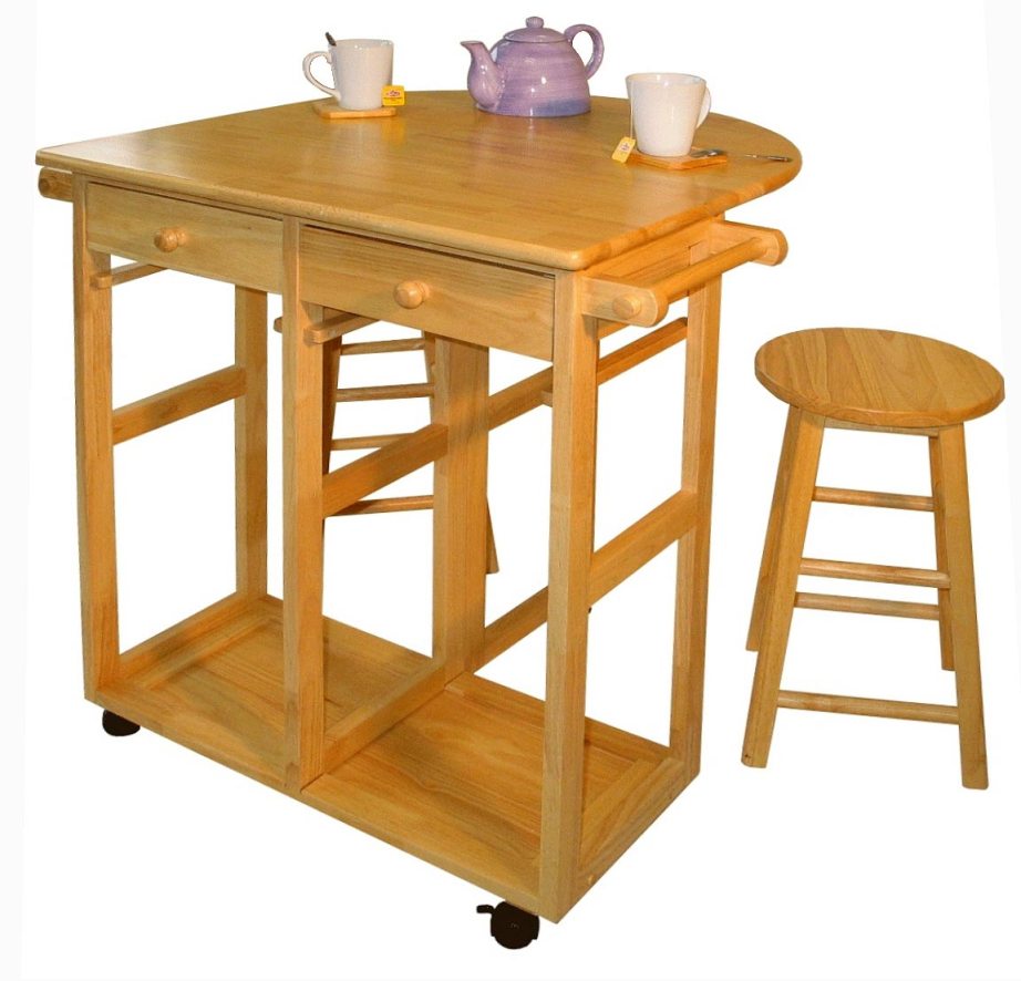 Yu Shan CO USA Ltd 355-20 Breakfast cart with drop-leaf table, Natural at Sears.com
