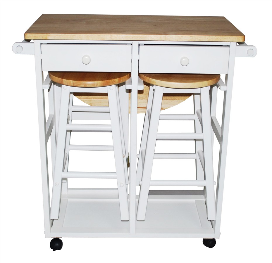 Yu Shan CO USA Ltd 355-21 Breakfast cart with drop-leaf table, White at Sears.com