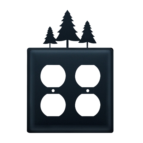 Village Wrought Iron EOO-20 Pine Trees Double Outlet Cover - Black at Sears.com