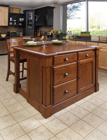 Home Styles Aspen Kitchen Island & Two Stools - Rustic Cherry at Sears.com