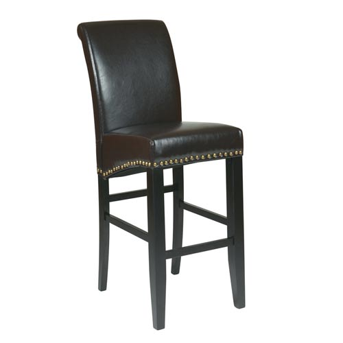 Office Star Products MET8730ES 30 in. Metro Parsons Barstool with Nail Heads - Espresso Eco Leather at Sears.com