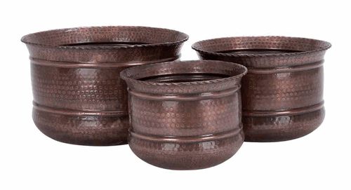 Benzara 30783 16 In. X 13 In. X 11 In. Metal Planter Set Of 3