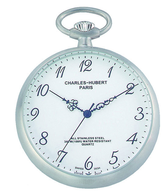 Charles Hubert Charles-Hubert- Paris Stainless Steel Quartz Open Face Pocket Watch #3534 at Sears.com