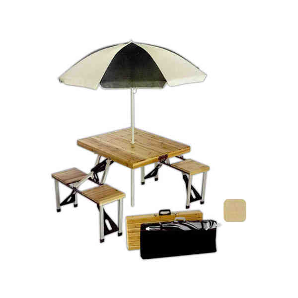 Picnic Plus Picnic Plus PSM-102U Natural Wood Folding Picnic Table With ...