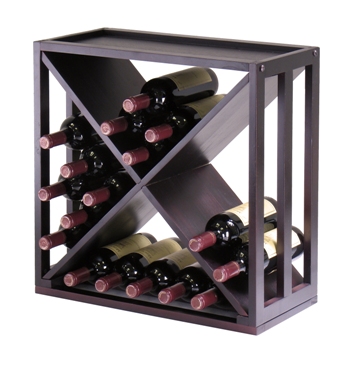 Winsome 92104 Kingston Modular Stackable X Wine Cubby - Holds 24 Bottles - Espresso at Sears.com