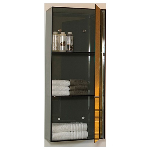 Whitehaus Collection WHAEVE02 15.75 in. Aeri vertical glass wall mount storage unit with three shelves and mirror door- Transparent Glass at Sears.com