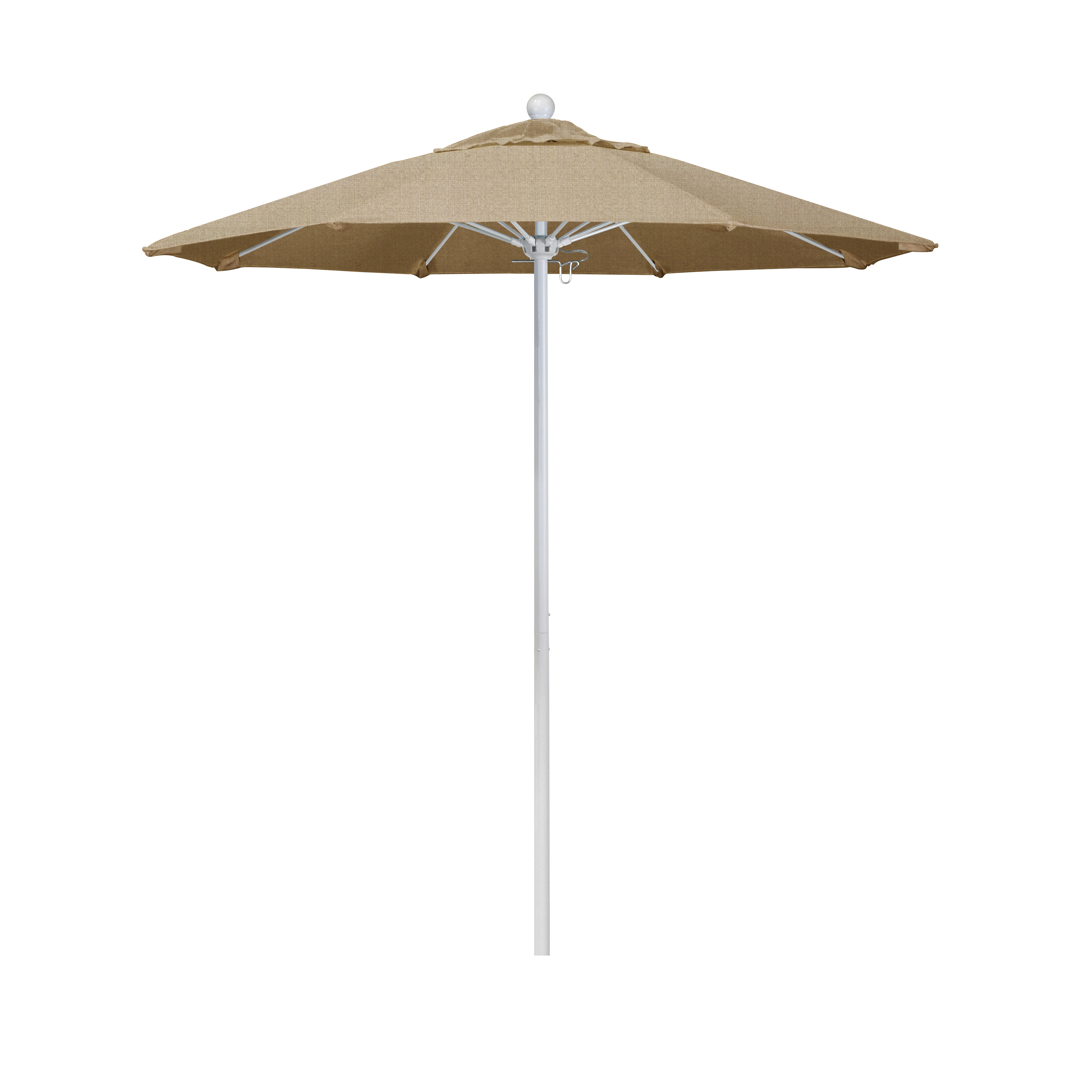 March Products ALTO758170-8318 7.5 ft. Fiberglass Pulley Open Market Umbrella - Matted White and Sunbrella-Sesame Linen March Products ALTO758170-8318 7.5 ft. Fiberglass Pulley Open Market Umbrella - Matted White and Sunbrella-Sesame Linen