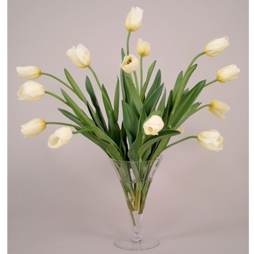 Ddi 15427A Waterlook Silk Cream-Ivory Tulips in a Glass Trumpet Vase at Sears.com