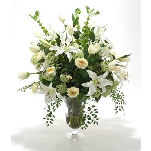 Ddi 15470 Large Waterlook Silk Neutrals and Green Mix in a Footed Vase at Sears.com