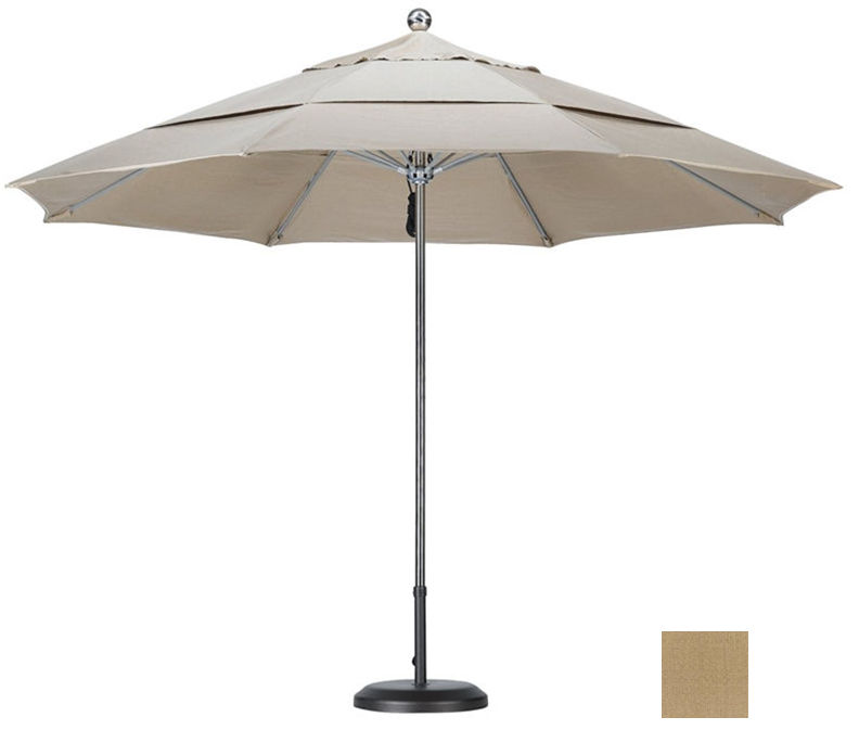 March Products LUXY118-8318-DWV 11 ft. Stainless Steel SinglePole Fiberglass Ribs Market Umbrella DV - Anodized-Sunbrella-Sesame Linen at Sears.com