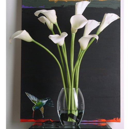 Ddi 15333 Waterlook Silk Cream-White Calla Lilies in Elliptical Glass Vase at Sears.com