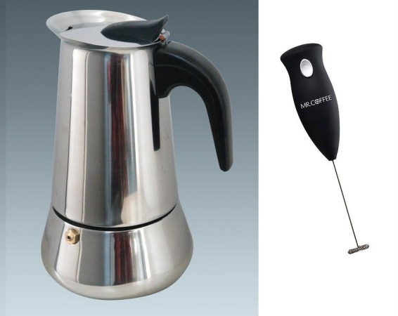 Ovente MPE06  BVMCAC1 Ovente Stovetop Espresso Maker with Mr. Coffee Handheld Battery Powered Milk Frother at Sears.com