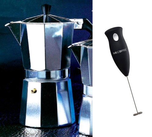 Ovente MPA09  BVMCAC1 Ovente Stovetop Espresso Maker with Mr. Coffee Handheld Battery Powered Milk Frother at Sears.com