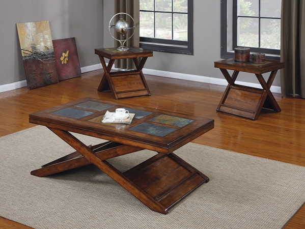 Acme Furniture Industry 80166 Benicia 3 Pieces Coffee- End Table Set in Dark Oak and Slate at Sears.com