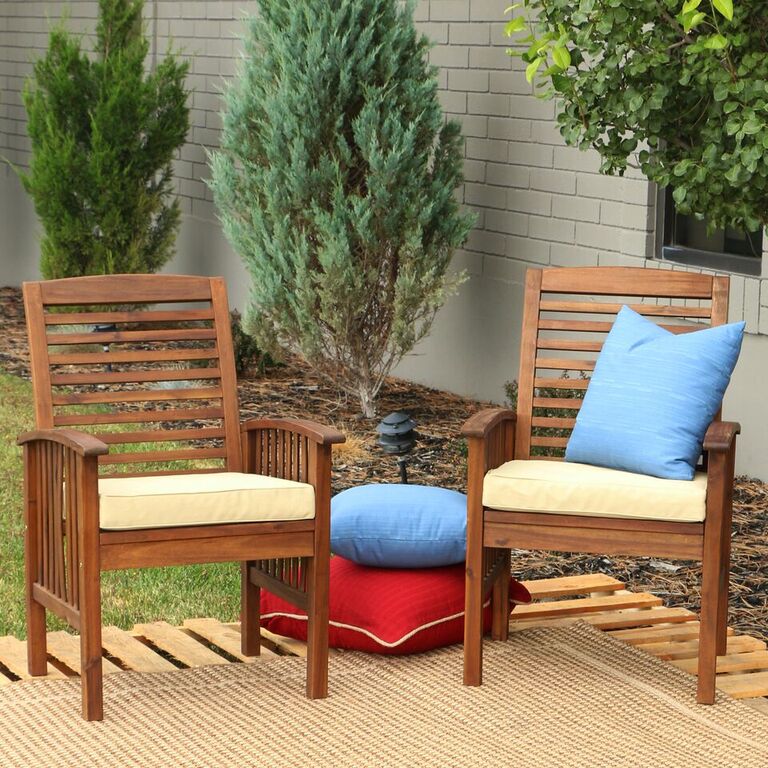 Walker Edison Furniture Co Owc2db Set Of 2 Walker Edison Furniture Co Owc2db Set Of 2 Acacia Patio Chairs With Cushions