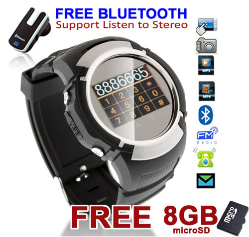 Indigi Unlocked! Stylish GSM Bluetooth Watch Cell Phone w/ Camera MP3 MP4 FM Radio [FREE 8GB] at Sears.com