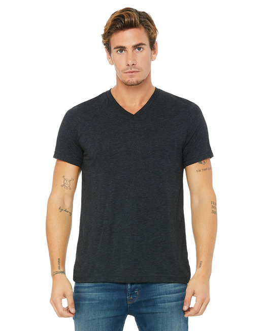 Men's Triblend Short-Sleeve V-Neck T-Shirt - CHARCOAL TRIBLEND - 2XL - 3415C