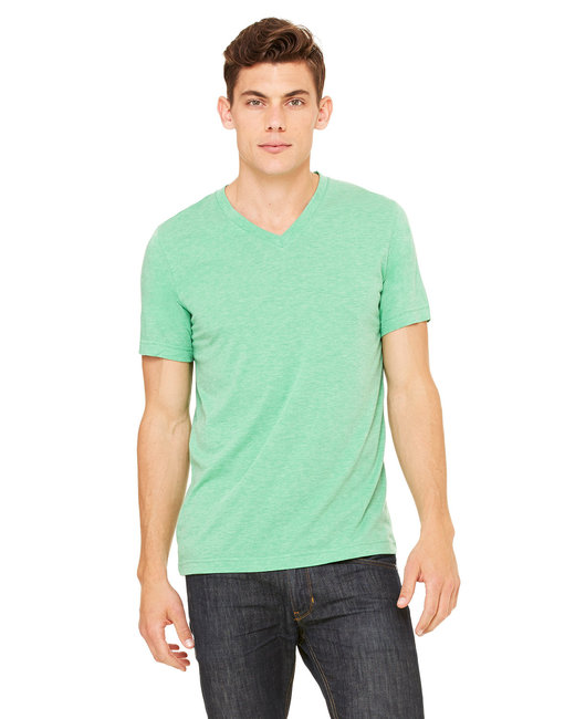 Men's Triblend Short-Sleeve V-Neck T-Shirt - GREEN TRIBLEND - 2XL - 3415C