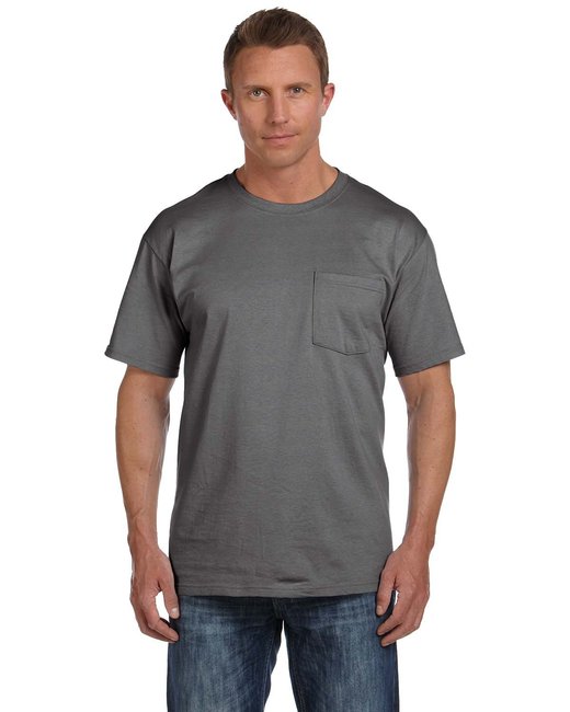 5 oz., 100% Heavy Cotton HD Pocket T-Shirt - CHARCOAL GREY - L - 3931P
