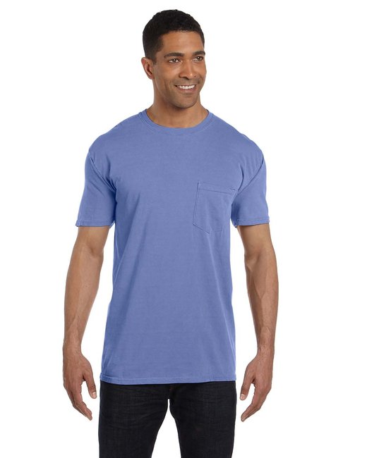 6.1 oz. Garment-Dyed Pocket T-Shirt - FLO BLUE - 3XL - 6030CC