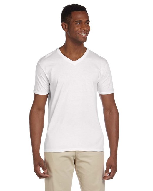 4.5 oz SoftStyle V-Neck T-Shirt - WHITE - M - G64V