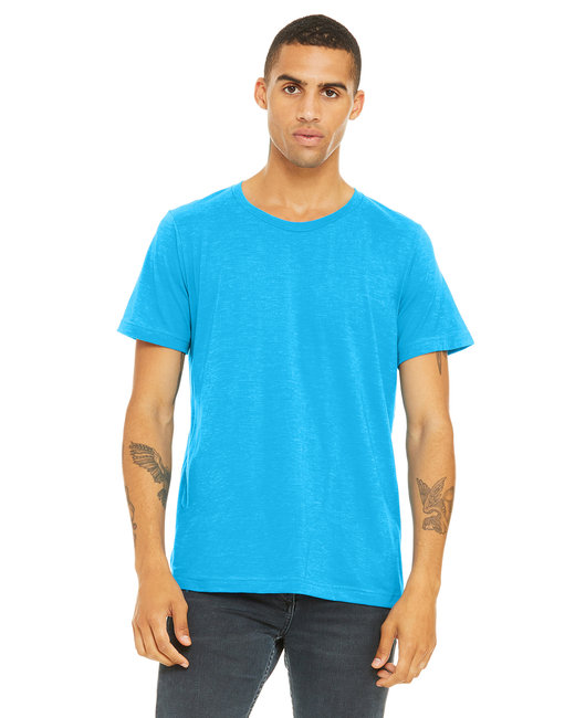 Unisex Poly-Cotton Short-Sleeve T-Shirt - 3650 - Neon Blue - XS