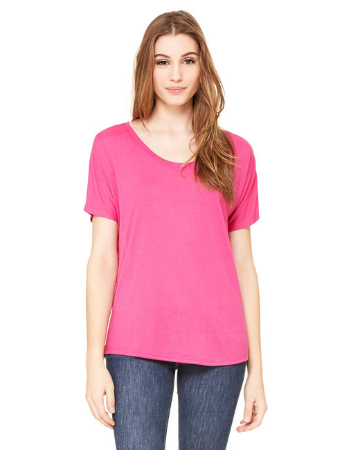 Ladie's Flowy Simple T-Shirt - 8816 - Berry - M