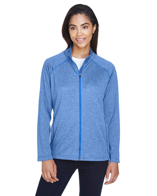 Ladies' Stretch Tech-Shell Compass Full-Zip - FRENCH BLUE HEATHER - M - DG420W