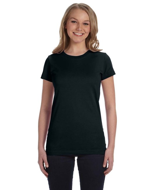 Junior Fine Jersey Longer Length T-Shirt - BLACK - M - 3616