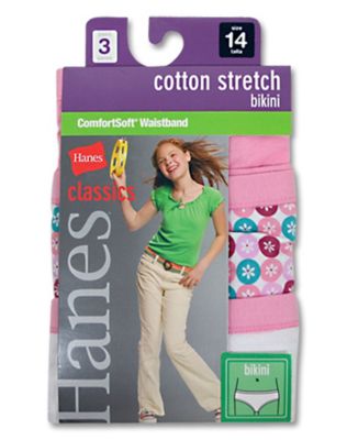 Hanes Classics Girls Cotton Stretch Bikini W/ Comfortsoft Waistband|GNCS20 - Assorted - 8