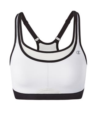 Champion All-Out Support Wireless Sports Bra - 1660 - White/Black - 34C