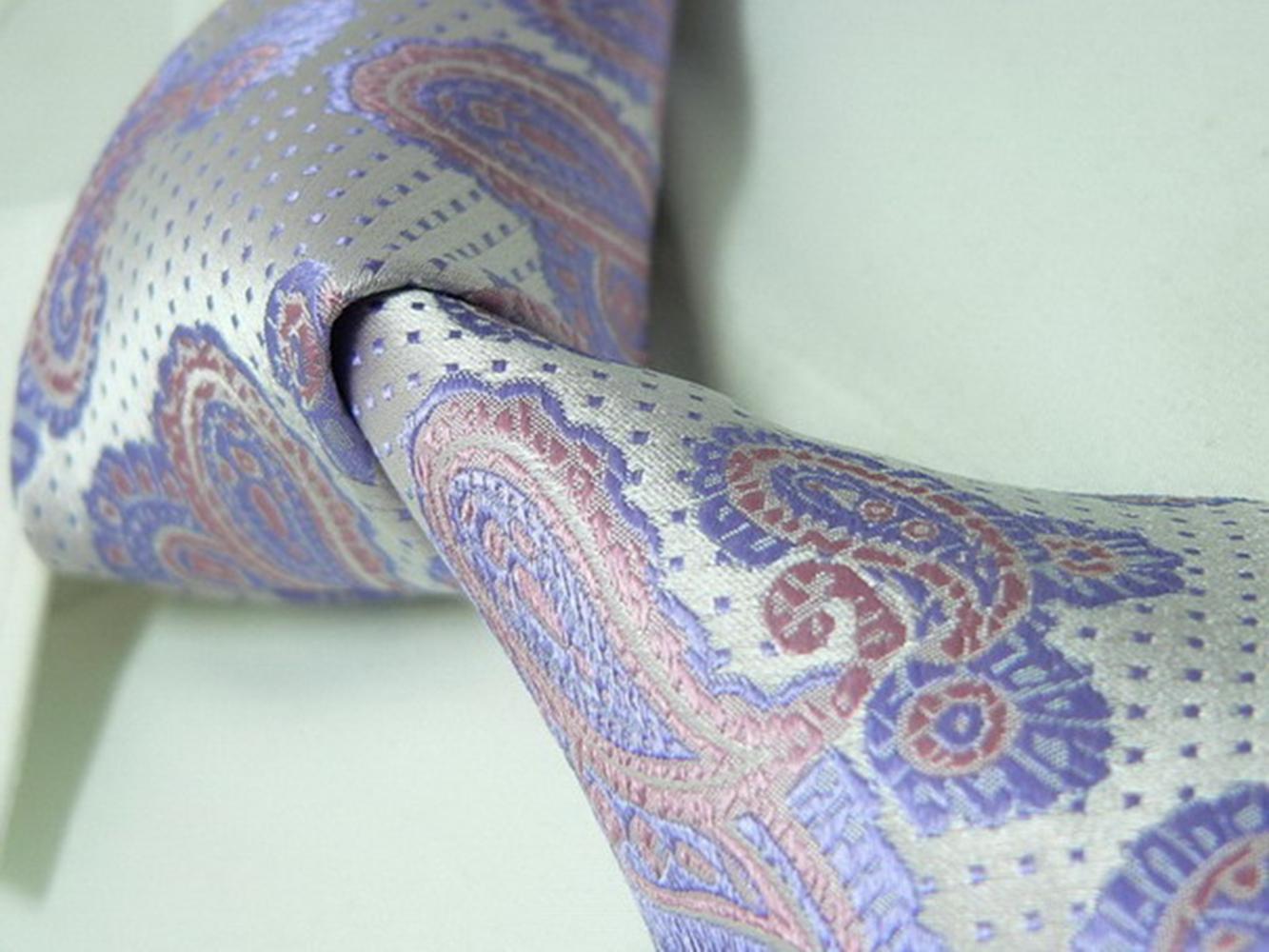 TheDapperTie New Men's Paisley Purple White And Pink Super Long 100% Silk Tie 56G at Sears.com