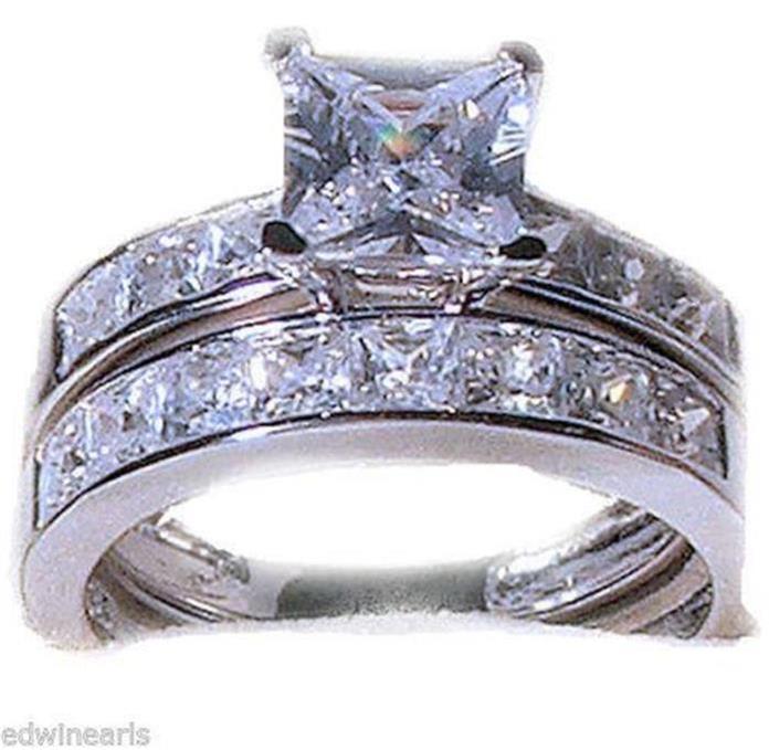 edwin earls princess cut wedding engagement ring set womens stainless steel bridal set - Wedding Ring Sets For Women edwin earls princess cut wedding engagement ring set womens stainless steel bridal set - Wedding Ring Sets For Women