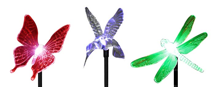 Solar Wholesale Solar Hummingbird, Butterfly & Dragonfly multi-color LED Lights, Garden Outdoor Stake at Sears.com