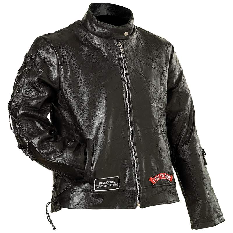Diamond Plate Ladies' Rock Design Genuine Buffalo Leather Motorcycle Jacket at Sears.com