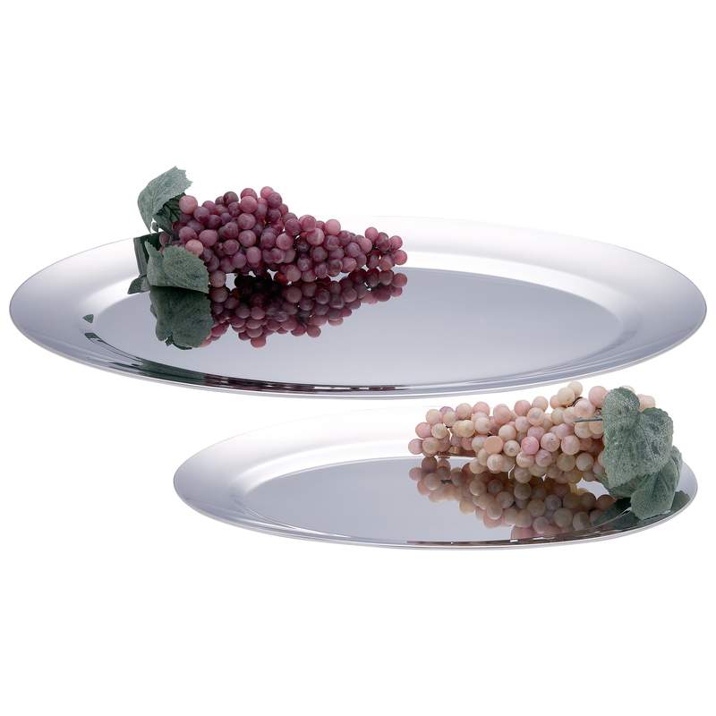 Chef's Secret 2 Piece Surgical Stainless Steel Oval Serving Tray Set