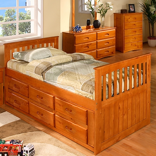 Discovery World Furniture Honey Twin Rake Bed with 12 Drawer Storage at Sears.com