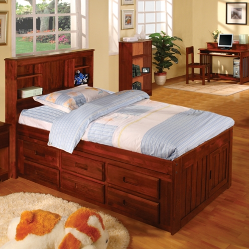 Discovery World Furniture Merlot Bookcase Captains Bed Twin with 6 Drawer Storage at Sears.com