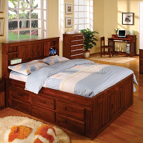 Discovery World Furniture Merlot Bookcase Captains Bed Full with 6 Drawer Storage at Sears.com
