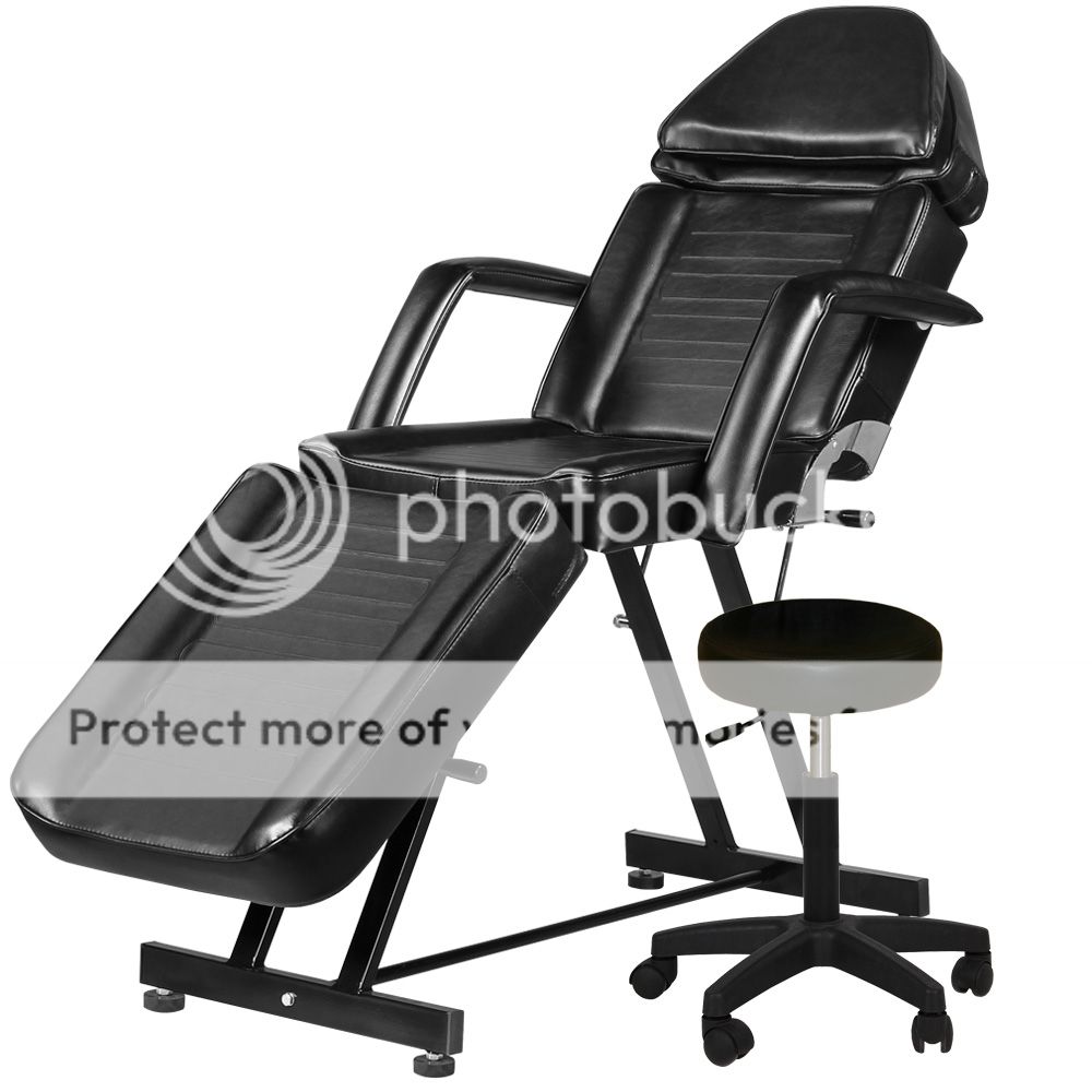 Salon CA Black Facial Massage Esthetician Bed with Stool & Adjustable